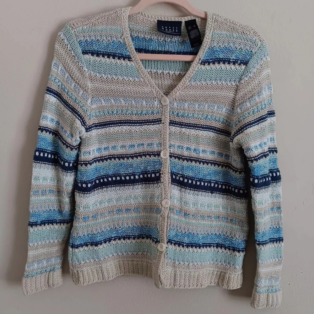 Liz Claiborn Striped Knit Cardigan Sweater
